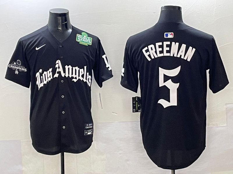 Men Los Angeles Dodgers #5 Freeman Black Five generations Joint Name 2025 Nike MLB Jersey style 39->los angeles dodgers->MLB Jersey